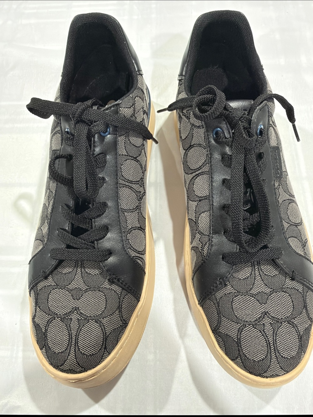 Coach Black Signature Canvas  Sneakers with Tan Sole